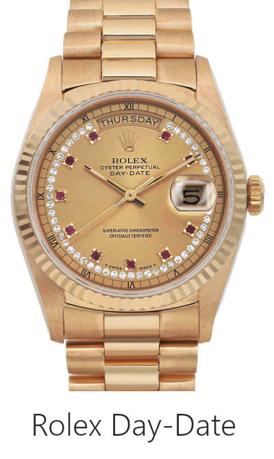 Rolex Day-Date 36mm President watch in yellow gold with day and date display